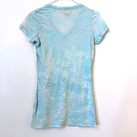 FreeLoader Tie Dye Slub Knit Cotton Blend Short Sleeve Tee Green Medium - Picture 2 of 6